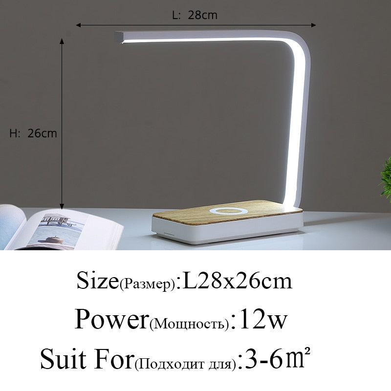 Wireless Charging Table Lamp for Bedside Reading and Study